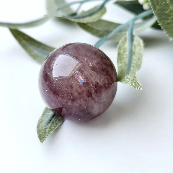 Purple crystal bundle - crescent moon & sphere with rainbow - gemstone - Picture 2 of 7